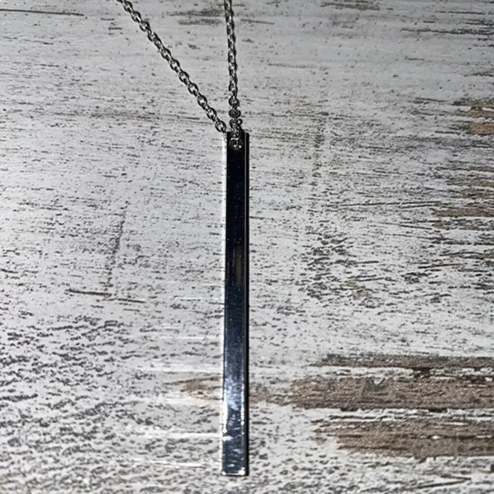 Nico New York Silver Bar Pendant Necklace Dainty Minimalist 18” + Extender NWT